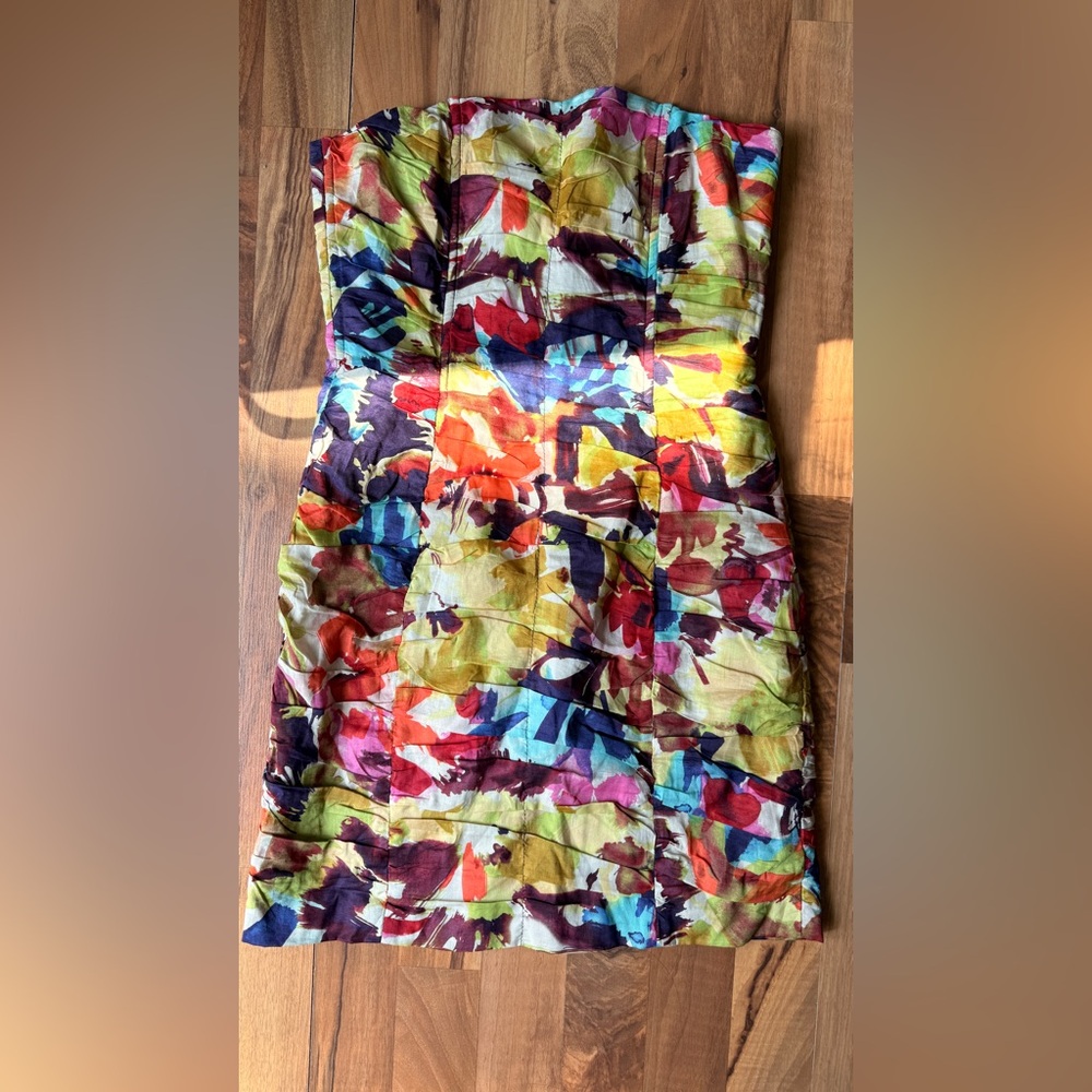BB Dakota Strapless Watercolor Multi-Color Cocktail Dress
